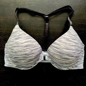 Victoria’s Secret Pink Black & Gray Push-up Racerback Bra EUC Size 34C